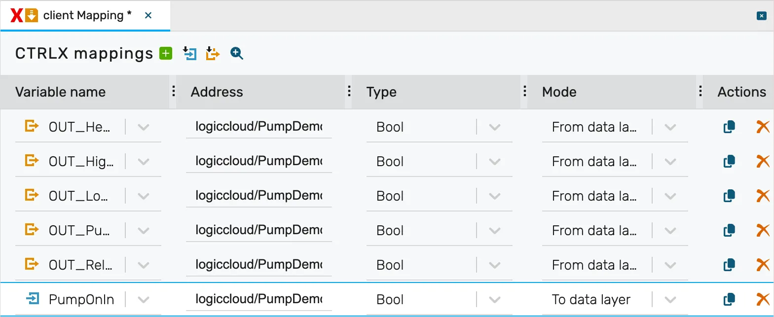variable mappings